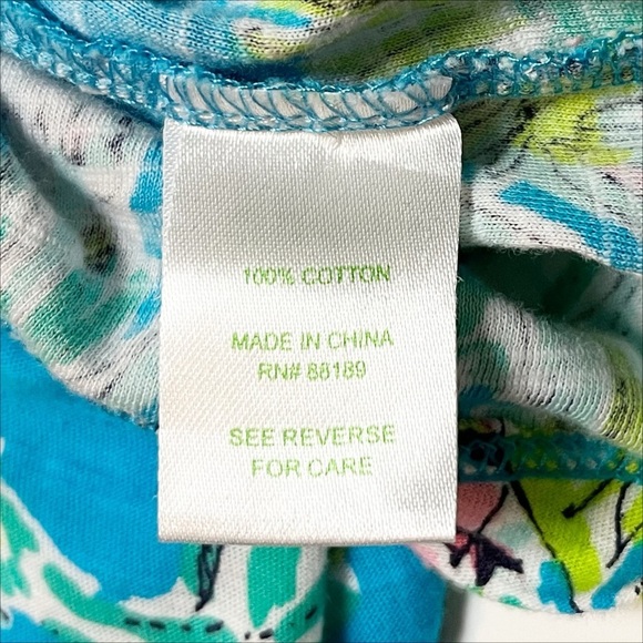 Lilly Pulitzer Lana Tee Small Jungle Glam fitted t-shirt top tropical blue - Picture 7 of 10